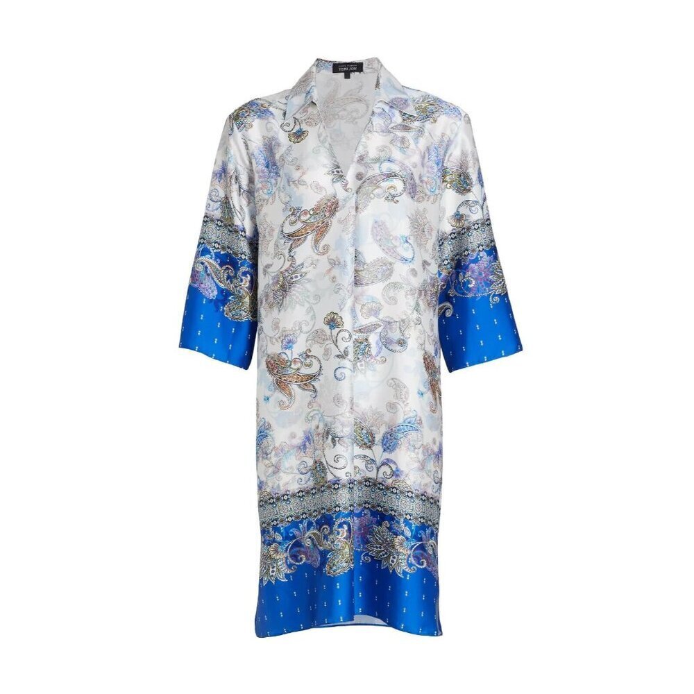 NWT Rickie Freeman for Teri Jon Paisley Shift in Blue White Lightweight Dress 6